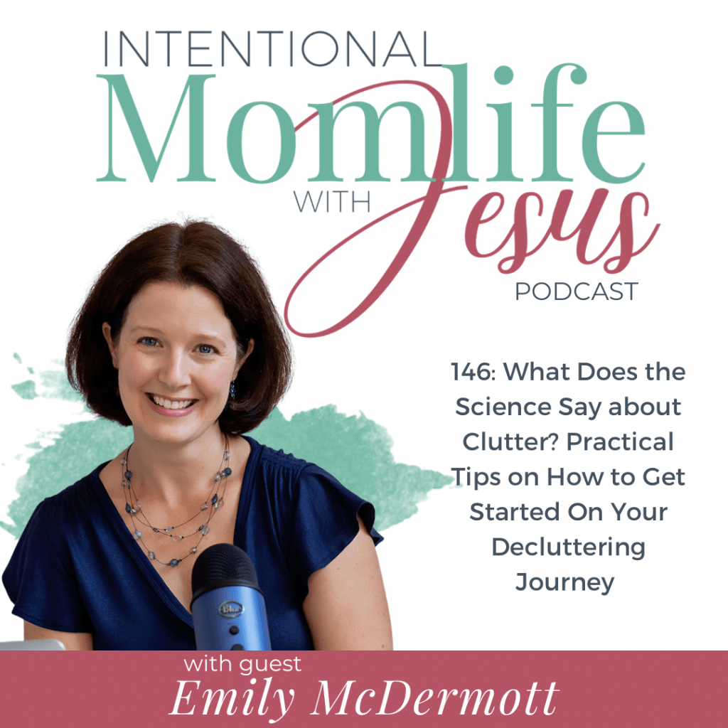 In this episode of the Intentional Momlife with Jesus Podcast Sasha chats with Emily McDermott a wife, mother of two energetic boys, and simplicity seeker. She is the host of the top 2% globally ranked podcast Moms Overcoming Overwhelm, where she helps moms declutter their homes, heads, and hearts. Emily starts by sharing "Clutter is not neutral" and shares some of the science behind clutter and how it effect us physically, emotionally, and steals our time. Emily also leaves us with some practical steps to take to begin this process of decluttering our space and living a more simple life through minimizing.