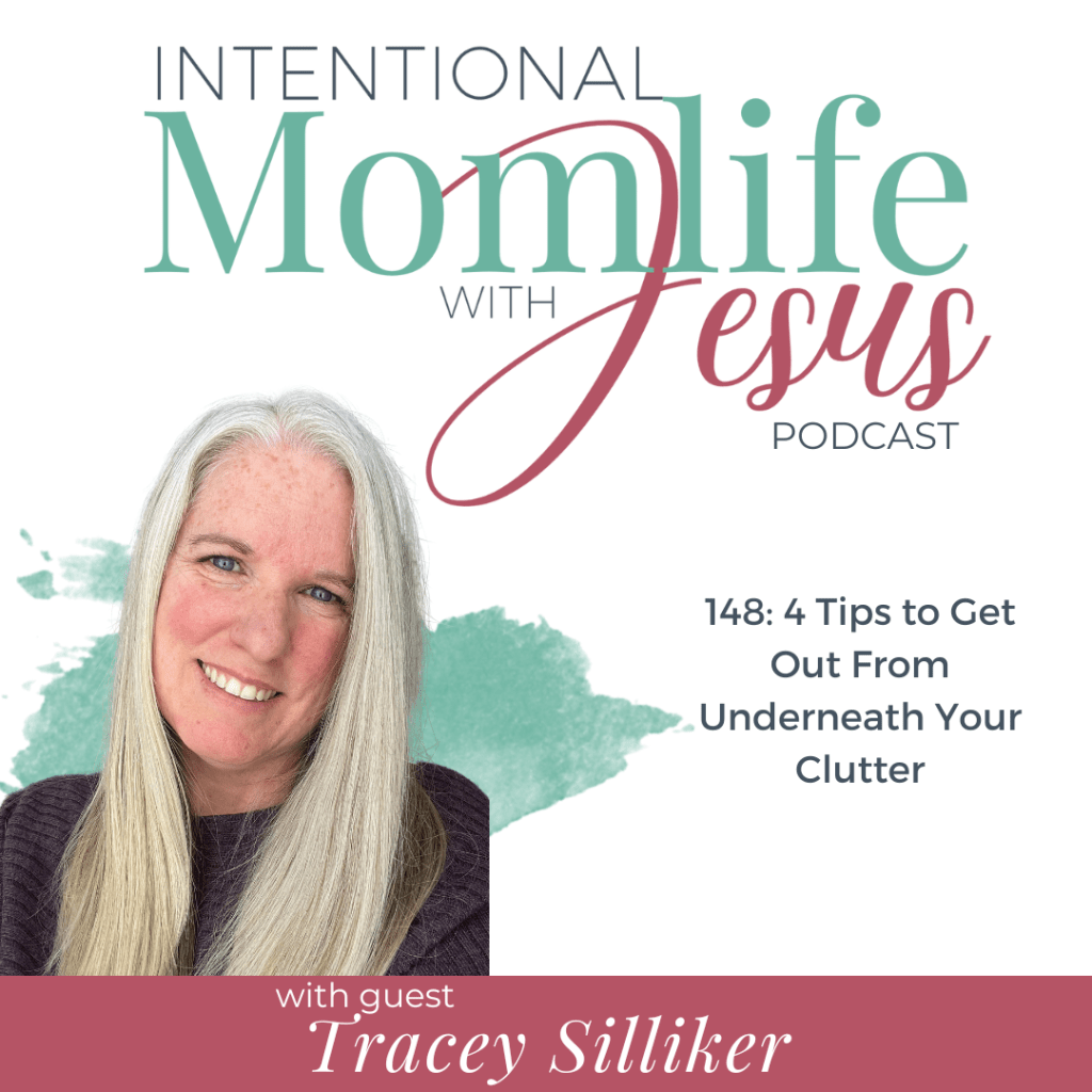 In this episode of the Intentional Momlife with Jesus Podcast Sasha chats with Tracey Silliker, wife, boy mom go 2 teens, owner of Calm the Chaos Organizing. Tracey shares 4 tips to get out from under the clutter in your home.