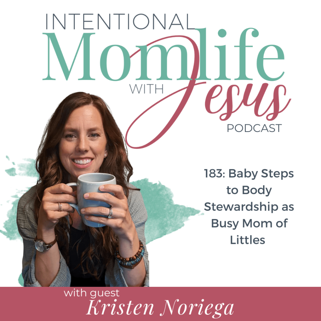 In this episode of the Intentional Momlife with Jesus Podcast Sasha chats with Kristen Noriega. Kristen is a registered dietitian, military spouse, work-from-home mother of 4, and host of the Baby Weight Nutritionist podcast. . Kristen shares a testimony of health as a busy mom of 4, baby steps we can take for good stewardship, how to involve our family in our health, and more.